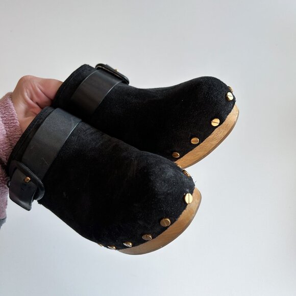 Veronica Beard Dacey Black Suede Studded High Heel Clogs Size 8.5 M - Picture 5 of 7